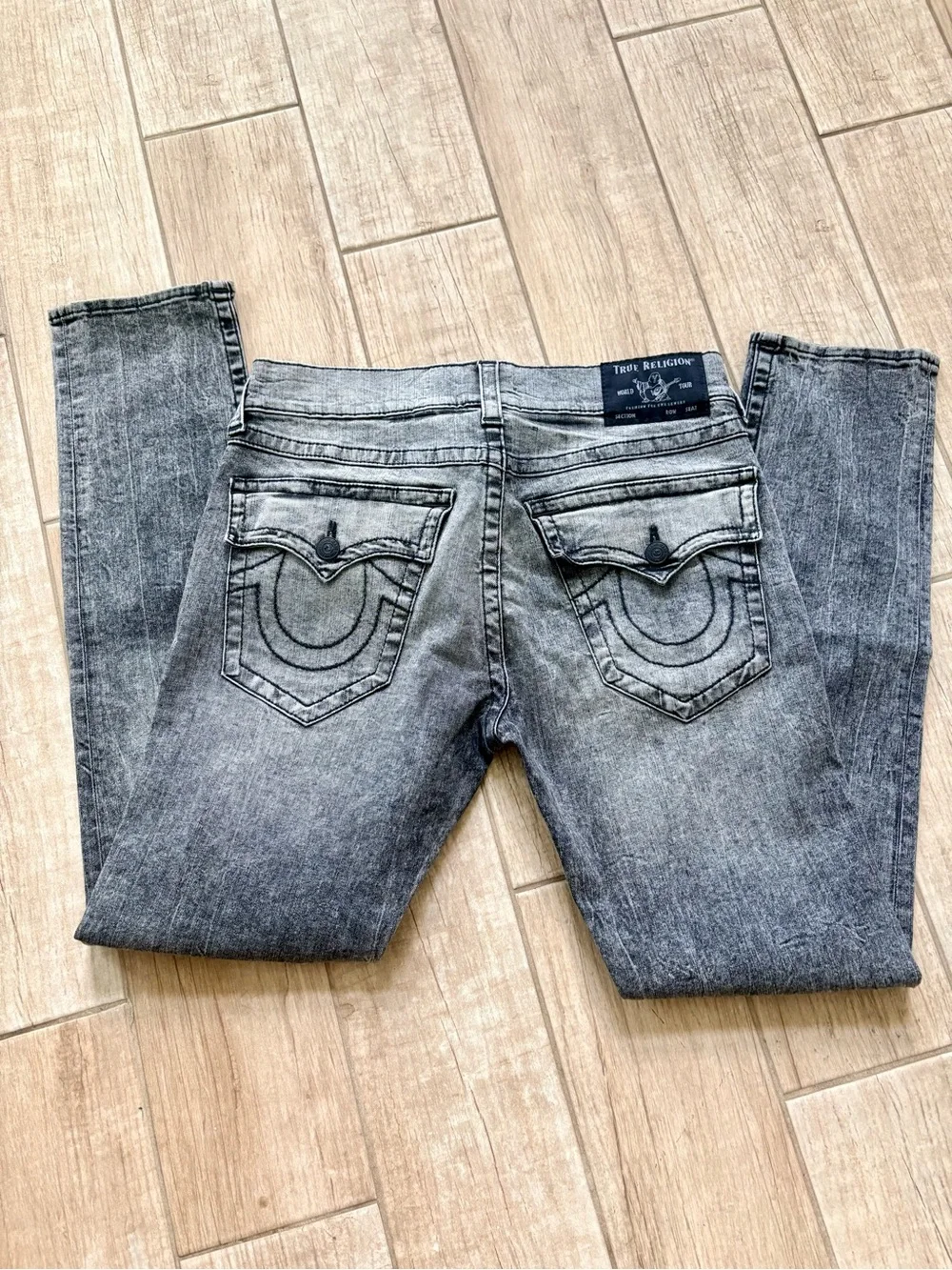 True Religion Men’s Wolf Grey Rocco Relaxed Skinny Jeans